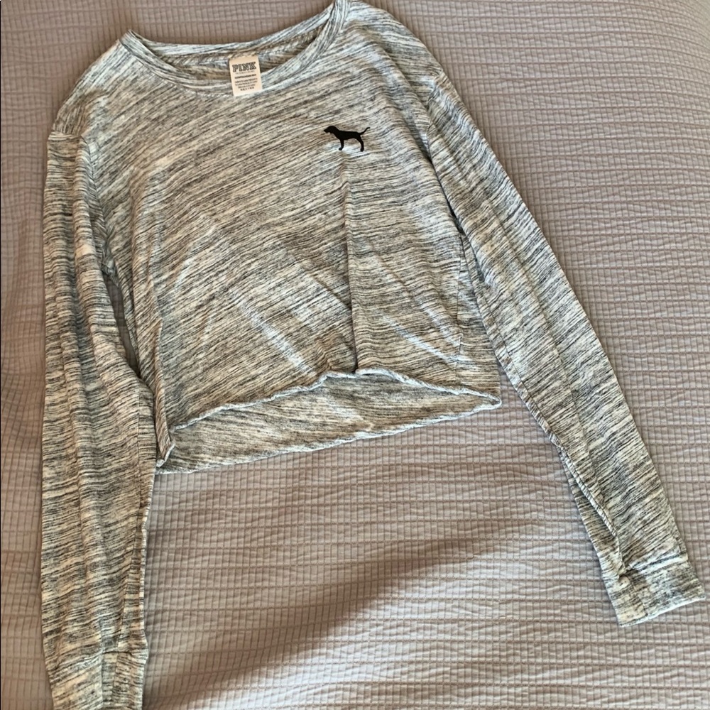 A PINK light gray crop top